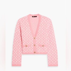 NWT MAJE BABY PINK CROPPED JACQUARD CARDIGAN
